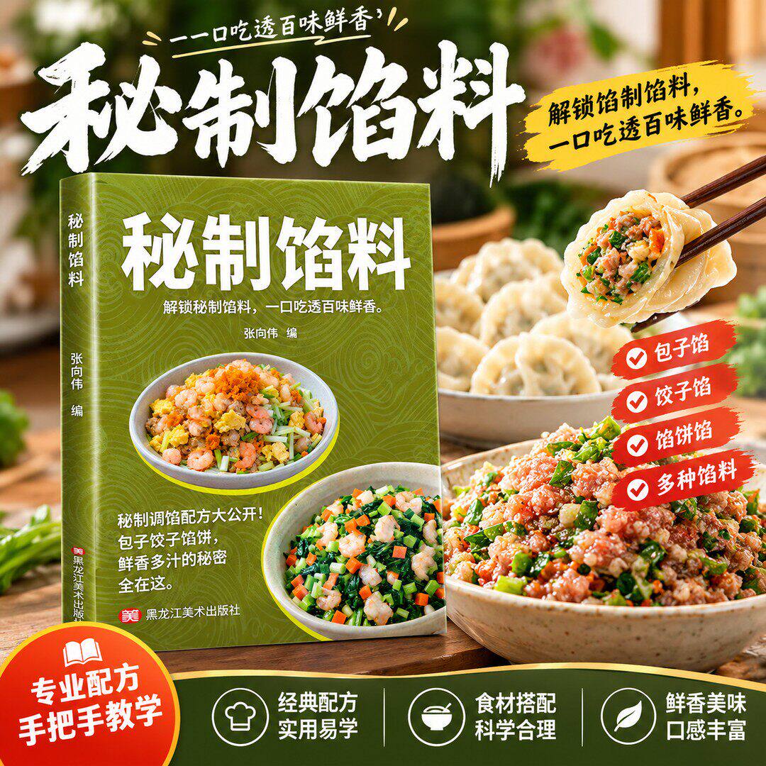 【正版】秘制馅料包子饺子馅饼烧卖月饼点心荤素馅料配方家常食谱书籍