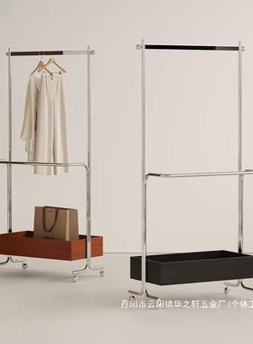 直销现代中古落地衣架不锈钢挂衣架衣帽架卧室移动服装收纳置