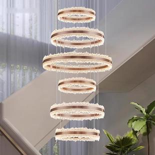 别墅客厅大吊灯2025新款复式楼梯间大厅主灯高级感圈圈冰山挑空灯