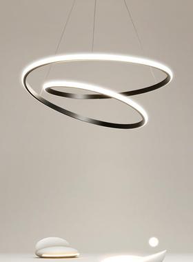 餐厅吊灯北欧轻奢圆环创意餐桌吧台灯饰简约个性时尚客厅卧室灯饰