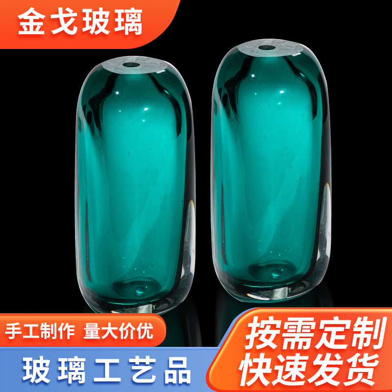 简约现代办公桌面装饰玻璃摆件玻璃台灯方柱摆设软装家居饰品