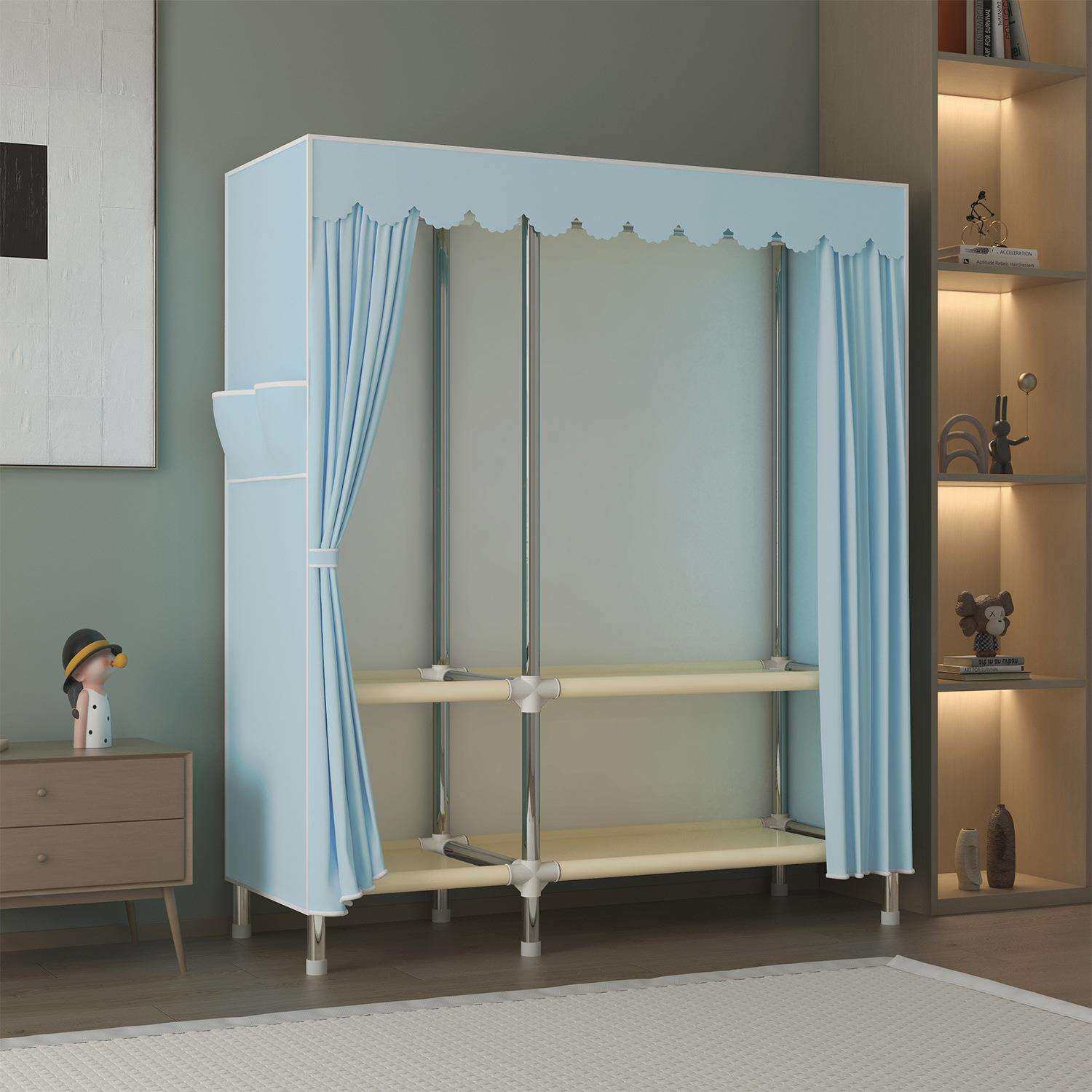 简易衣柜出租房家用组装结实耐用钢管卧室加粗加固收纳衣橱布衣柜