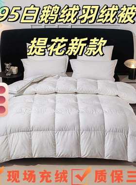 fRI高端立体95白鹅绒被全棉静音羽绒被春秋提花被芯加厚保暖被单