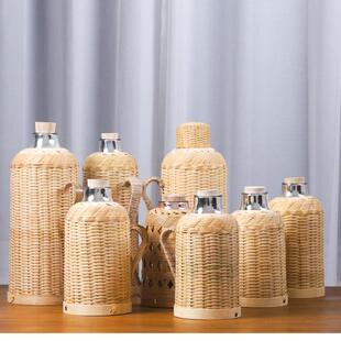 纯手工竹编热水壶复古老式保温瓶家用竹编暖壶玻璃内胆开水壶防锈