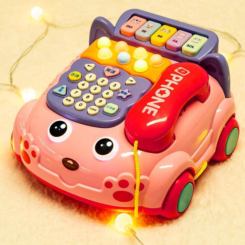 儿童早教音乐故事声光拉线座机电话机儿童玩具
