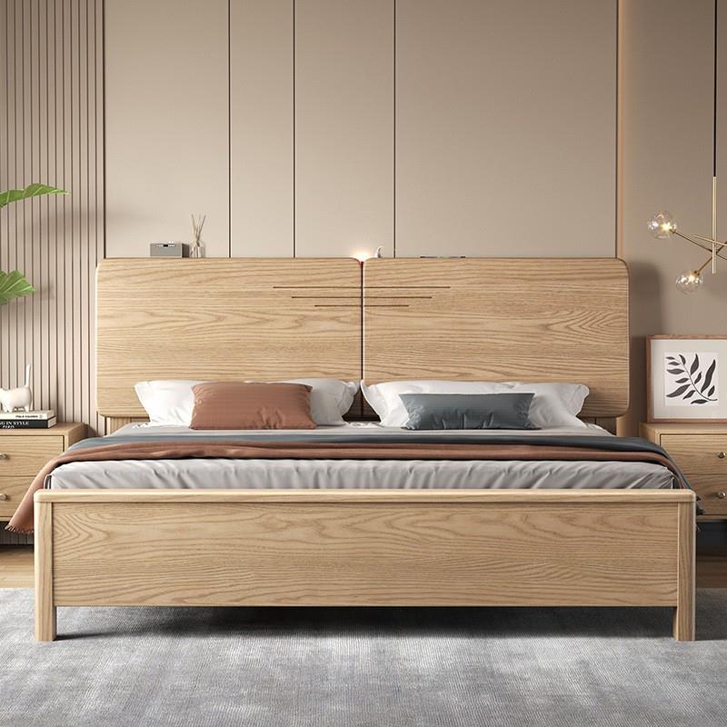 全实木白蜡木床加厚耐用1.8米北欧家用储物卧室现代1.5米床原木床