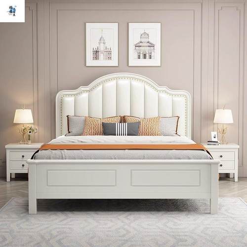 欧式实木床1.8m双人床主卧大床家用1.5米单人床现代轻奢婚床加厚