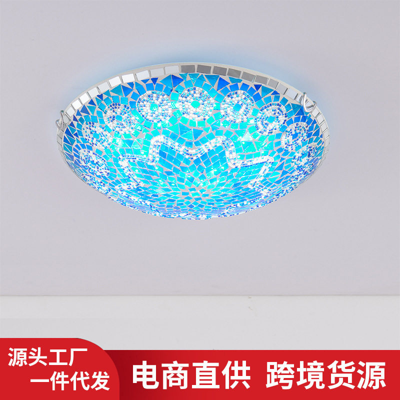 地中海风格卧室阳台书房吸顶灯土耳其田园浪漫马赛克衣帽间吸顶灯