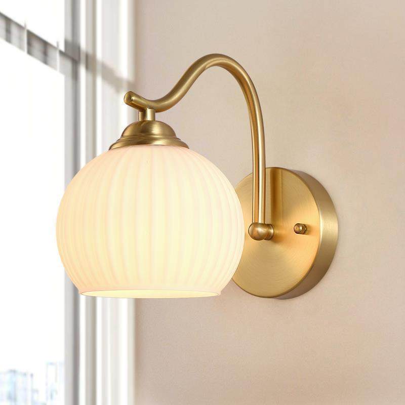 壁灯卧室床头灯美式全铜客厅楼梯法式高级复古奶油风主卧高端墙灯