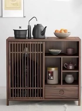 新中式实木茶几茶水柜移动家用烧水小户型客厅水壶榆木一体桌边柜