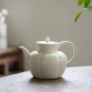 草木灰手执壶仿宋煮茶壶白泥陶壶陶瓷泡茶壶电陶炉办公烧水壶