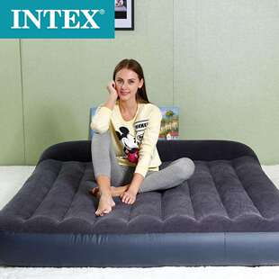 intex双人现代简约充气床垫内置枕头植绒64142充气户外气垫