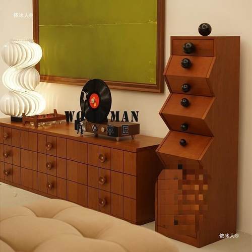 中古实木不规则斗柜客厅卧室收纳储物柜复古创意落地玄关柜床边柜