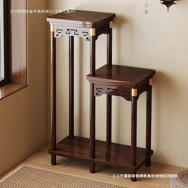 花架子客厅书房茶室落地式新中式款盆栽置物架实木中式室内多层花