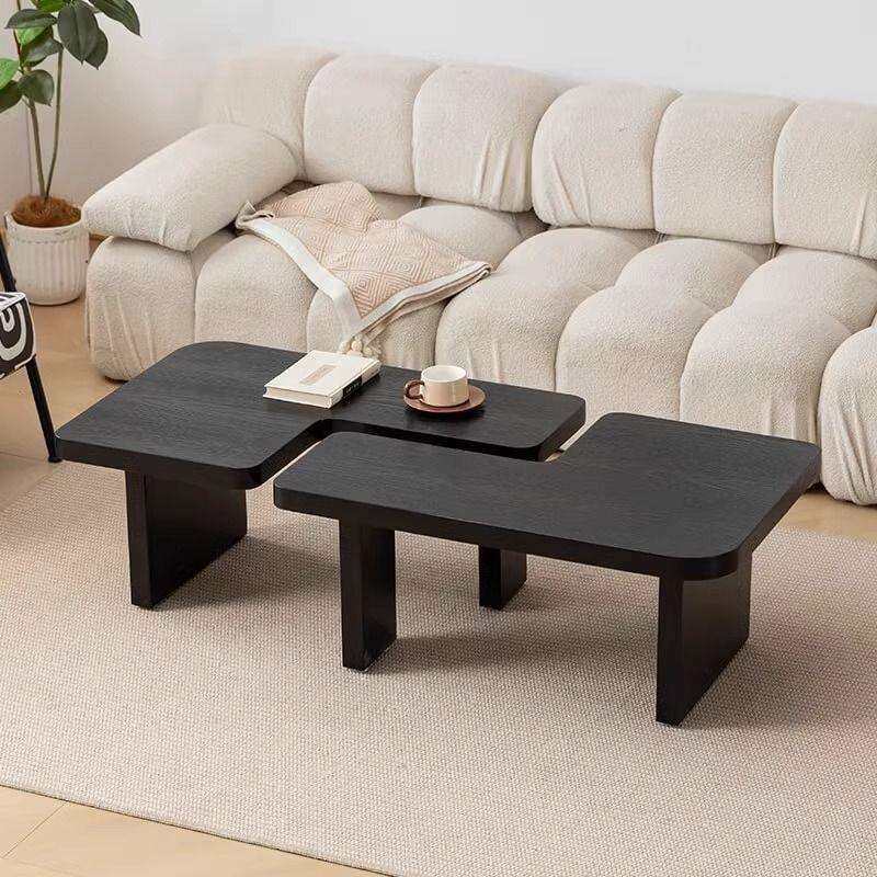 实木异形茶几小户型简约现代黑色茶几中古风家用客厅茶几边几