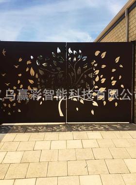 别墅庭院CNC大门电动铝艺门院子门小区车库门铁艺切割平移门齿条