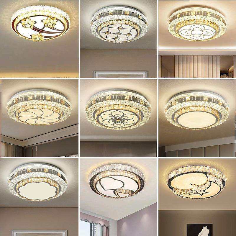 卧室灯2024新款led圆形吸顶灯家用简约现代水晶房间客厅灯具灯饰