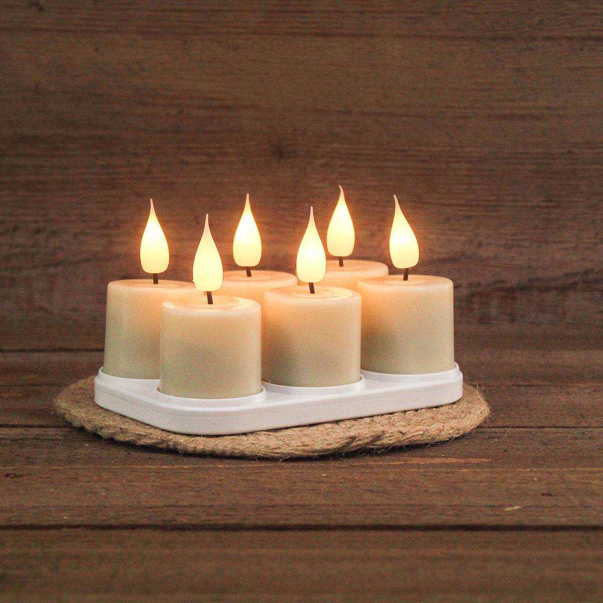 新款LED电子蜡烛灯迷你USB充电六件套仿真水滴头蜡烛夜灯婚庆装饰