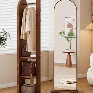 全身镜旋转镜子穿衣镜全身落地镜可移动带衣帽架一体挂衣架试衣镜