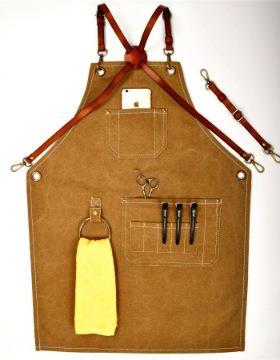 定制出货创意新颖款式帆布交叉背带定制工作围裙