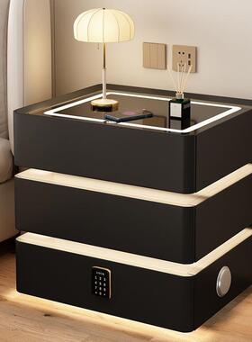 悬浮床头柜三抽简约实木现代无线充一体多功能轻奢家用卧室床边柜