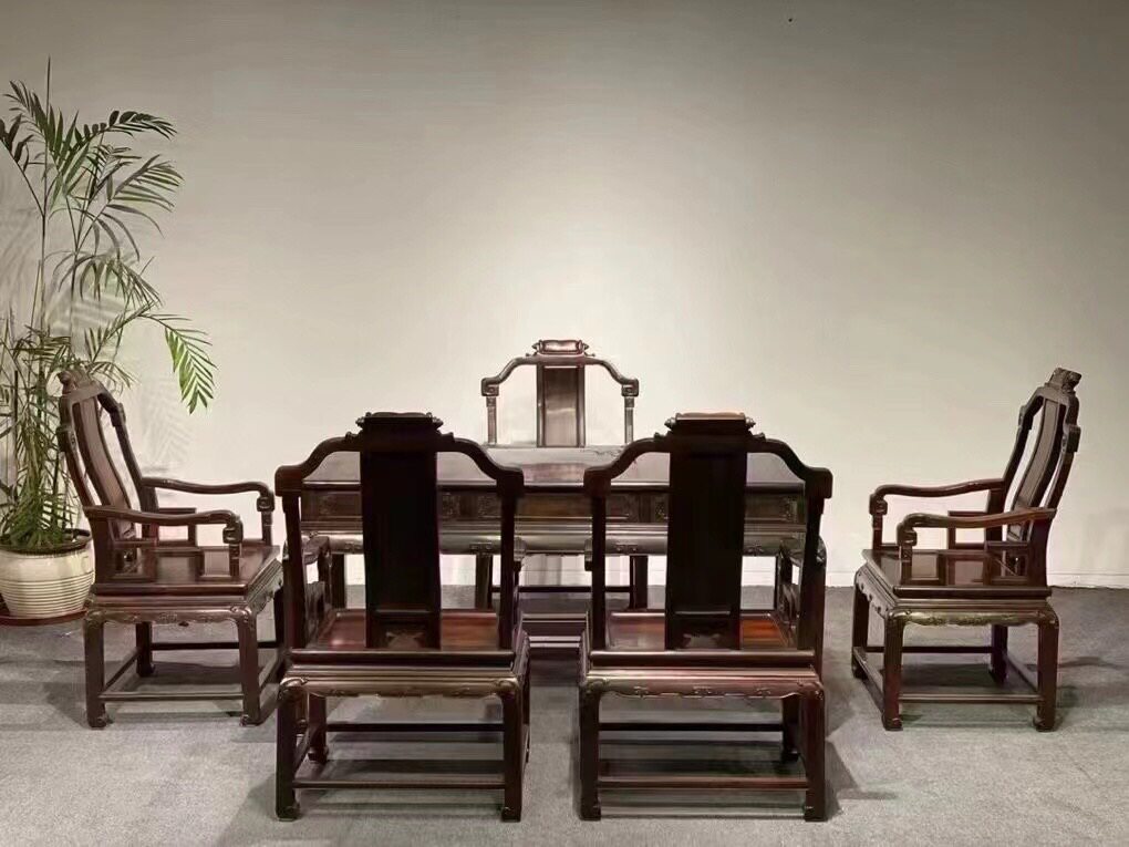 老挝大红酸枝交趾黄檀泡茶桌干泡茶桌茶台喝茶椅清式明式家具