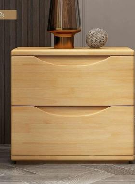 全实木床头柜简约现代胡桃色整装收纳储物迷你北欧床边两三抽矮柜