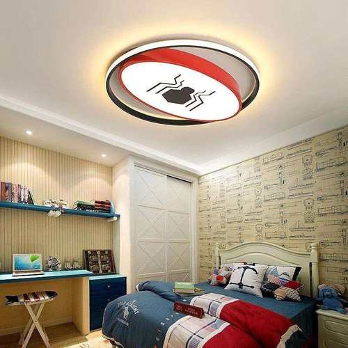 卡通卧室灯蝙蝠侠吸顶灯男女孩房间灯蜘蛛侠圆形卧室护眼led灯具