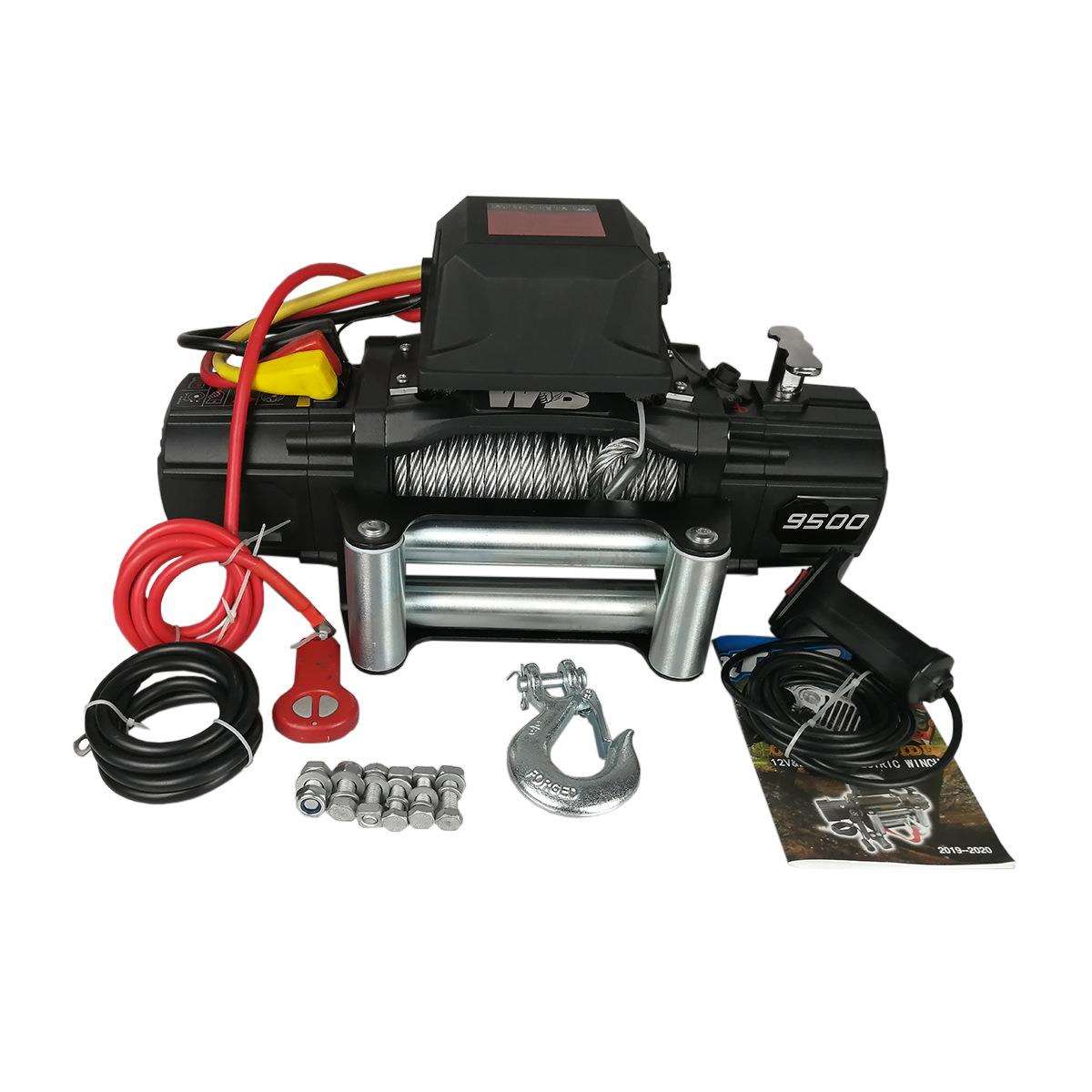 9500LBS4309KG钢丝绳绞盘12v24v直流电动绞盘吊机自救电动绞车