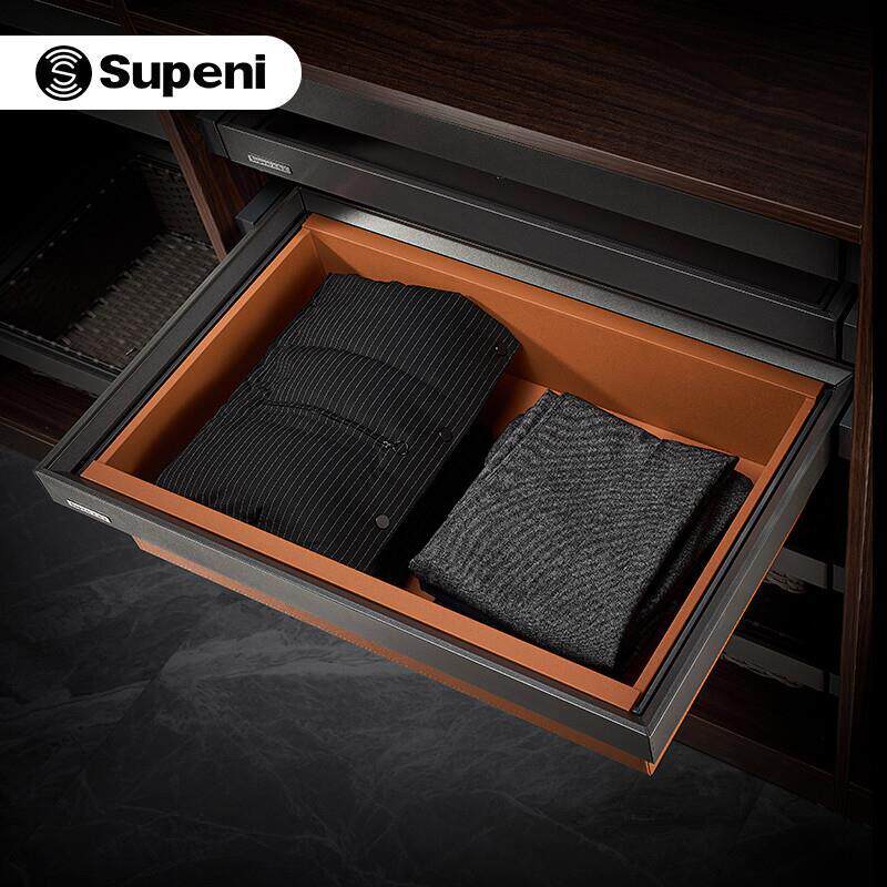 衣柜拉篮衣服收纳藤篮伸缩阻尼推拉皮革蓝储物抽屉式五金件橱柜