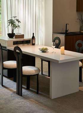 意式简岛一体家用伸缩岩板餐桌岛台多功能厨房简约小户型中岛