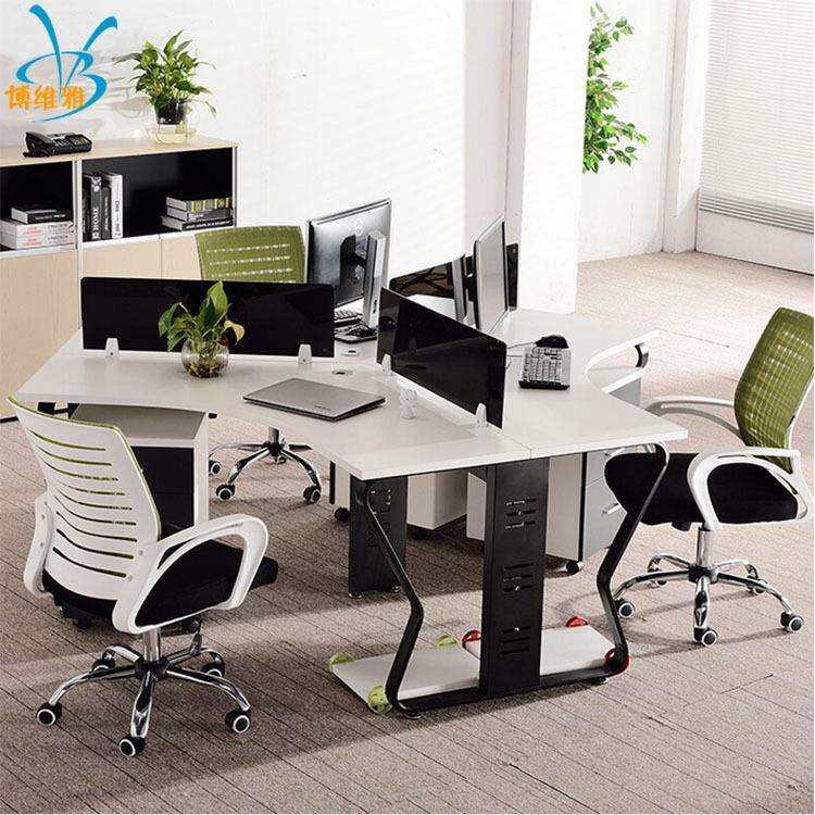 职员办公桌四人位屏风工作位电脑桌蝴蝶腿钢架桌钢木桌