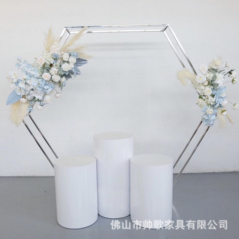 拆装不锈钢六边形婚庆拱门不锈钢舞台婚庆背景