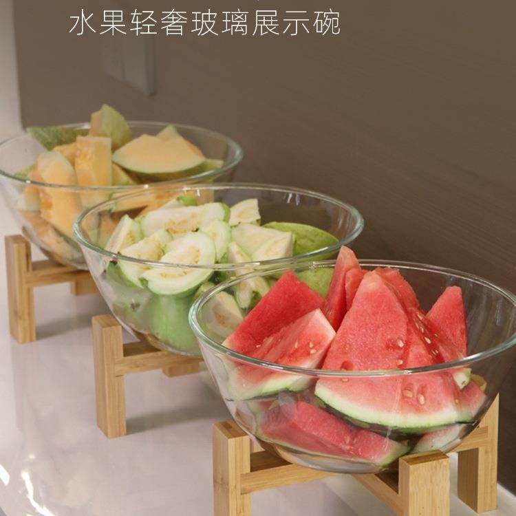 号玻璃盆水果碗竹木架高脚蔬菜沙拉自助餐凉菜展示盘商用器皿,鲜花速递/花卉仿真/绿植园艺,割草机/草坪机,淘宝优惠券,粉丝福利购,淘宝优惠卷