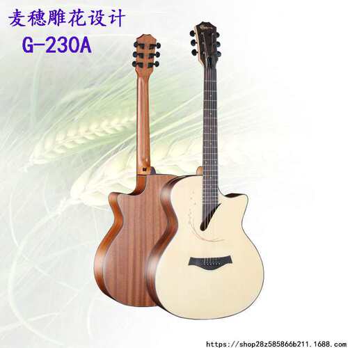 工厂40寸纯手工琴英格曼云杉沙比利民谣吉他guitar可来样制作