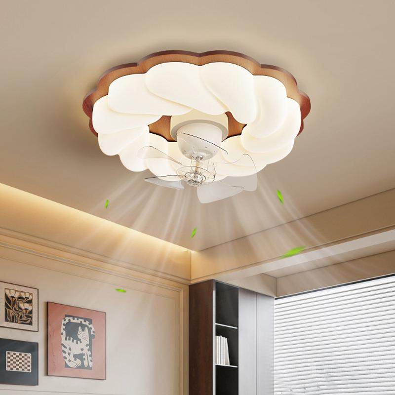 中古风静音摇头主卧风扇吸顶灯温馨护眼奶油风房间书房一体电扇灯