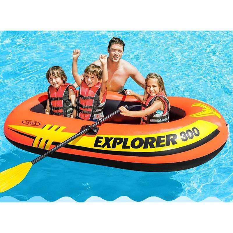 INTEX58332充气船三人充气船组充气艇皮划艇送船桨气泵