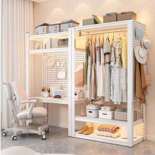 钢制衣帽架家用置物架衣物收纳架子落地多层加厚衣橱角钢服装货架