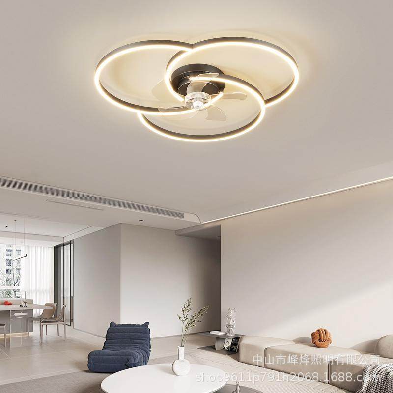 2025新款摇头简约现代风扇吸顶灯主卧室餐厅客厅led静音网红灯具