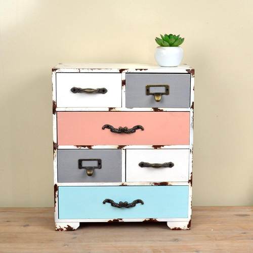 新款美式复古收纳盒木质文具首饰家居收纳复古储物柜多抽屉置物盒