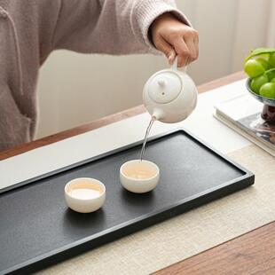 天然乌金石干泡台茶盘简约家用壶承石头茶台大小号长方形石托盘
