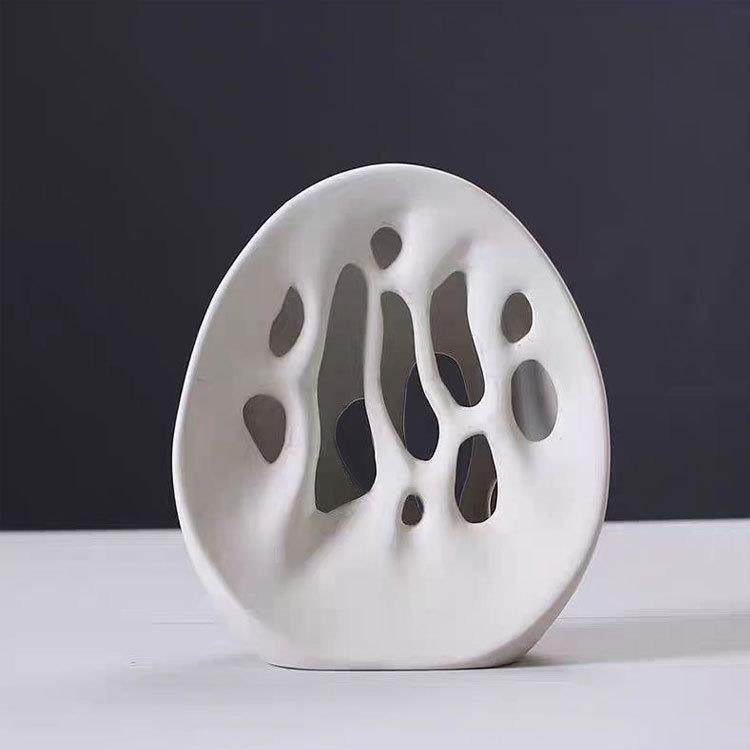 现代简约创意圆形多孔抽象花插摆件样板房售楼处客厅玄关软装饰品