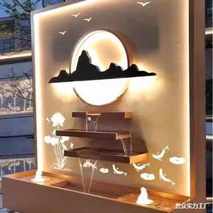 流水庭院假山观景风景瀑布流水墙不锈屏风景观墙流水水瀑布外流墙