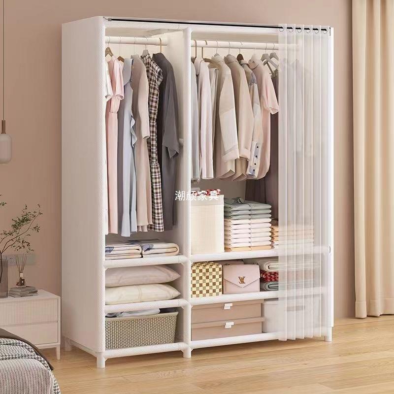 全包围简易布衣柜家用出租房卧室带抽屉防尘多层收纳大容量一体
