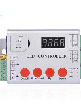 DC5V-24VLEDWS2811全彩控制器单口SD卡可控制2048个像素现货