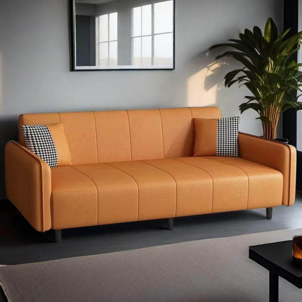 2025爆款小户型客厅皮艺沙发多功能折叠沙发床出租屋公寓双人沙发