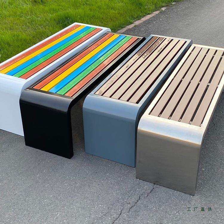 公园椅户外长椅铁艺防腐塑木凳子商场公共座椅室外休息条凳不锈钢