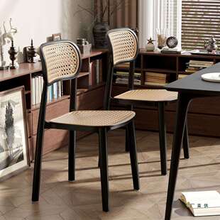藤编椅子家用轻奢餐桌靠背椅塑料加厚可叠放结实耐用餐厅餐椅