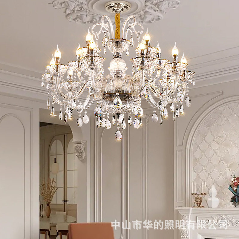 法式轻奢水晶吊灯白色复古欧