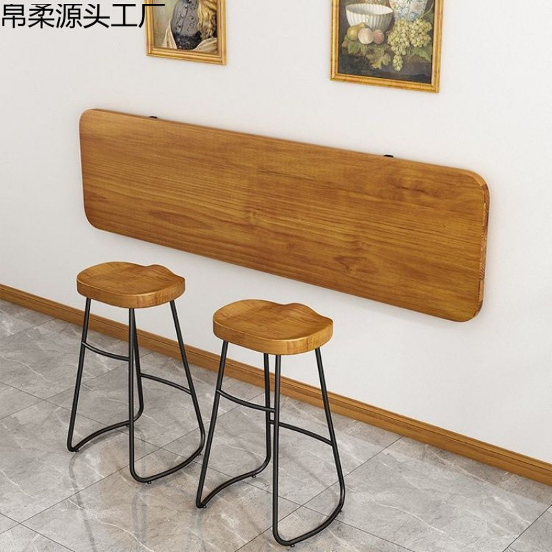 实木墙上家用吧台桌壁挂式折叠桌悬挂桌简易学习挂墙壁电脑书餐桌